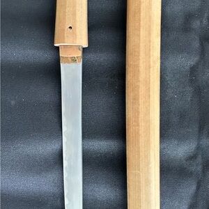 Wood Handle Steel Knife with Natural Wood Sheath - Natural